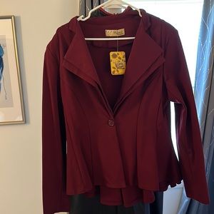 NWT peplum burgundy blazer